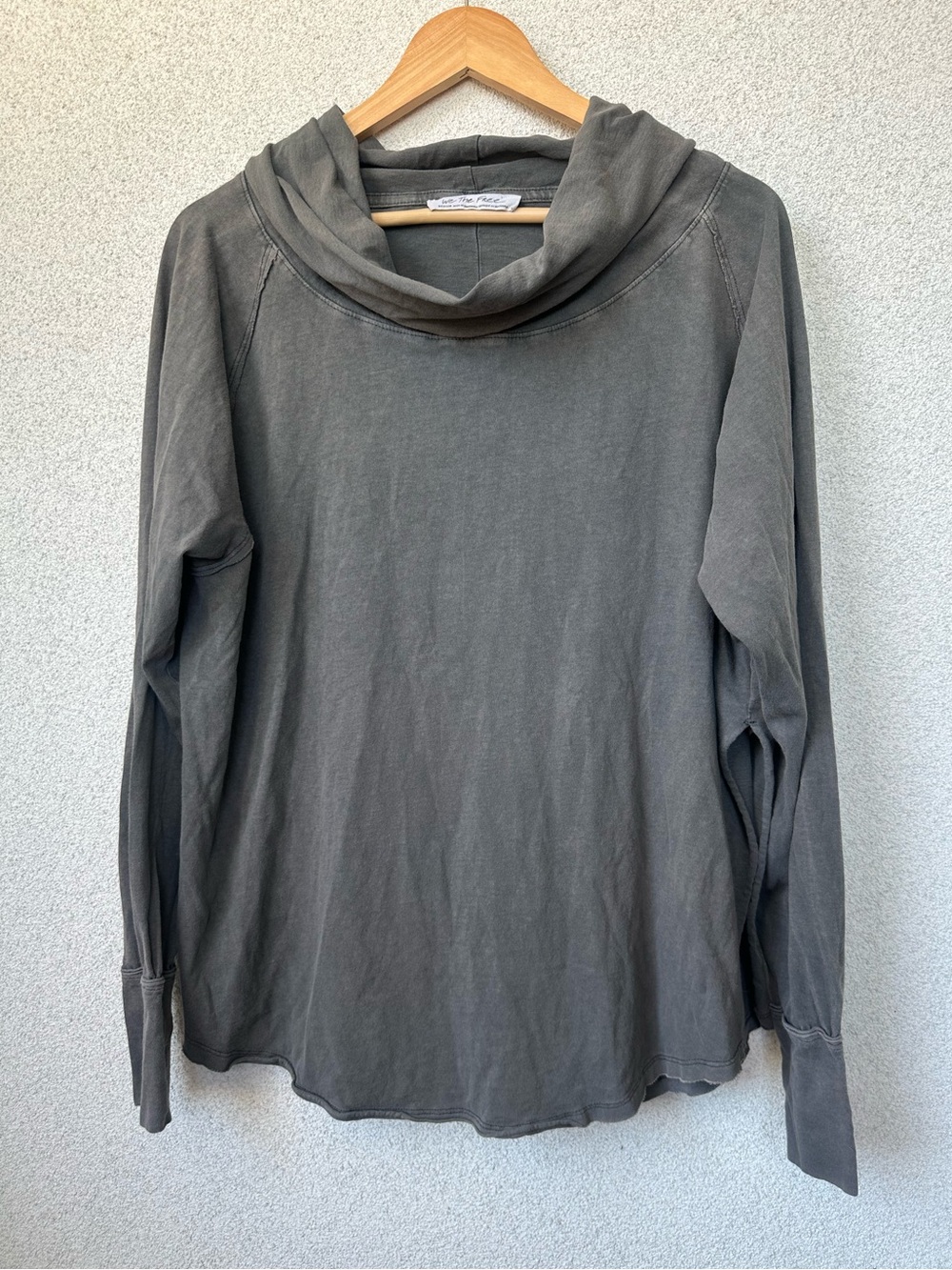 Free People We The Free Cowl Neck Long Sleeve Top Gray Oversized, Size Medium